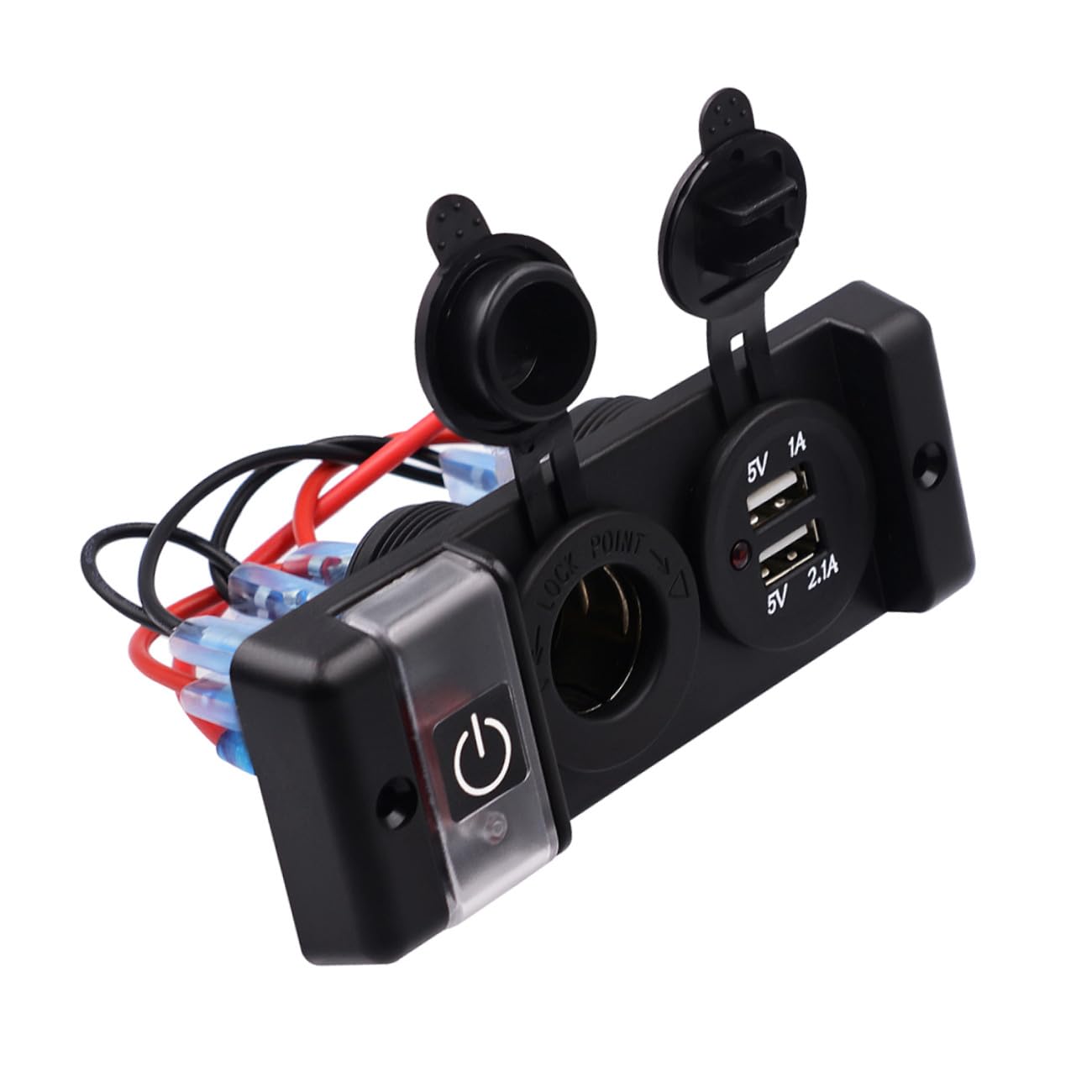 Pannello Adattatore Accendisigari Auto con Doppia Porta USB e Interruttore LED per Barca Camper e Veicoli da