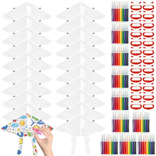 Honoson 20 Pieces DIY Blank Kite with Watercolor Pens and