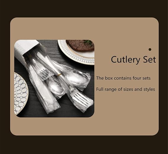 Kitchen Utensils Set,Kitchen Starter Set,20 Piece Stainless Steel Cutlery Set Flatware Set Tableware Dinnerware Steak Fork Spoon, Service for 4-Golden