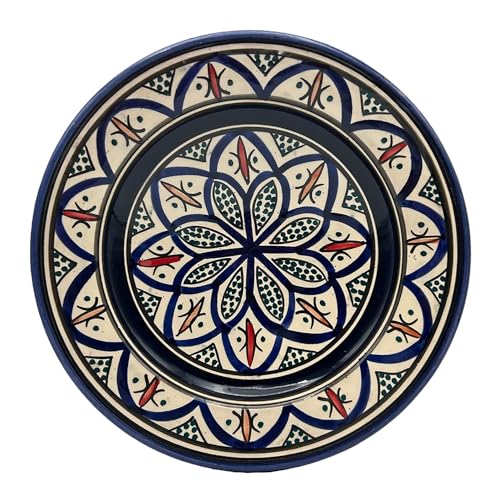 Generico Assiette en terre cuite de Safi, Maroc : Artisanal et polyvalent pour tous les plats, diamètre 23 cm, 1504241107
