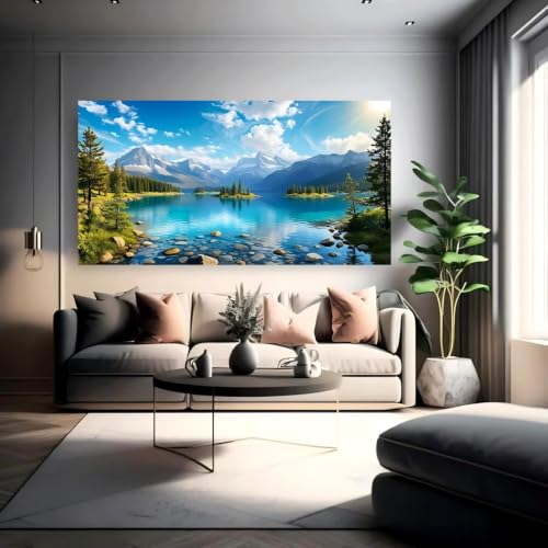Toile paysage de lac de montagne pour transformer un mur vide en espace apaisant