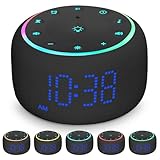 White Noise Machine Alarm Clock for Bedrooms - 5W Stereo Bluetooth Speaker - 24 Soothing Sounds - 9 Night Lights - Auto-Dimmable Digital Alarm Clock Sound Machine for Sleeping