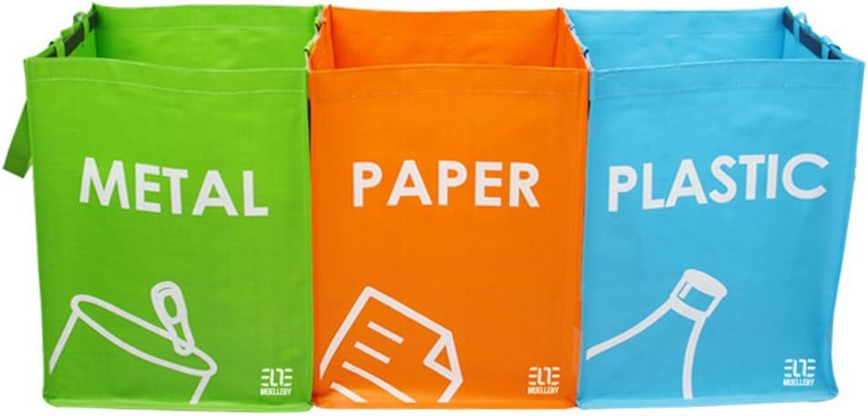 MoonWorld Recycling Bag Recycle Box Bins Waterproof Hook and Loop Fastener SR1017 (OneTone)