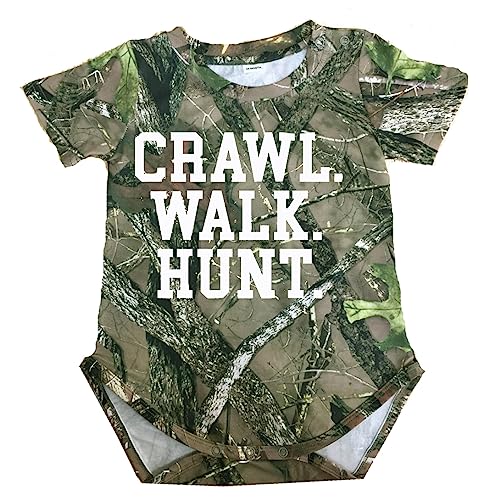 Southern Designs Crawl Walk Hunt Camo Baby Body Suit - Hunting Baby Clothing or Gift - 6 Month