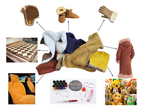 Sheep Scraps, Sheep Leather Remnants, Sheep Wool Scraps And Remnants, Leather Sheepskin Pieces, Sizes From Small Finger To Big Palm Or Bigger,1 Pound/Bag #TOP3