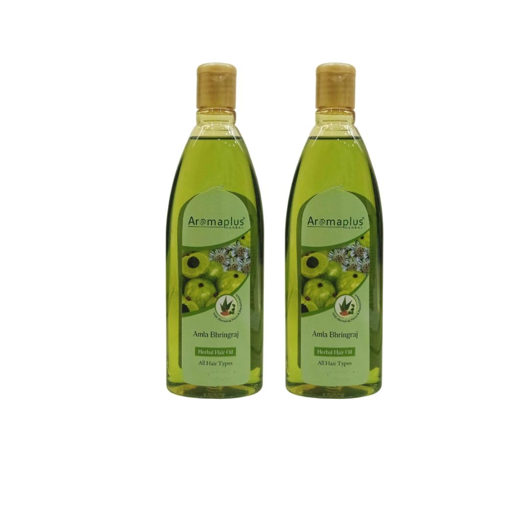 Goodness of Amla, Bhringraj, Jatamansi and Hibiscus, Herbal non-sticky Aromaplus Hair Oil | 200ml x 2-image-3