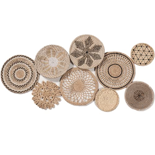 Decocoon Boho Wall Decor Set Of 9, Craft Room Wall Decor, Wicker Basket Flat, Wall Baskets Decor Boho Flat, Little Store Of Home Decor, Decoracines, Decorative Wall Baskets (Rustic Wall Decor) #TOP4
