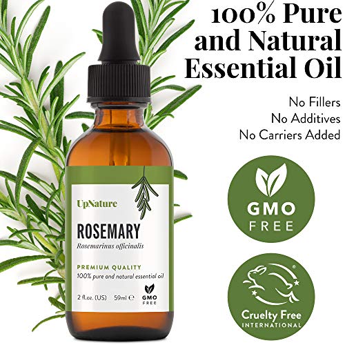 Upnature Rosemary Essential Oil - 100% Natural & Pure, Undiluted, Premium Quality Aromatherapy Oil -Rosemary Oil For Hair Growth & Skin, Improve Focus & Memory, Relieves Pain & Help Circulation, 2Oz #TOP1