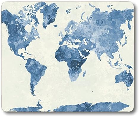 Smooffly World Map Gaming Mouse pad,Watercolor Bule World Map Mouse pad Non-Slip Rubber Mousepads
