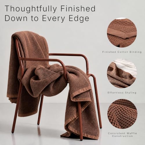 Image of GOTS Certified 108 inchX90 inch King 100% Organic Cotton Waffle Blanket-Brown | Premium Waffle Blankets & Throws for Bed, Throw Blanket for Couch, Modern & Cozy Blanket, All Season, Comfy and Soft Blankets