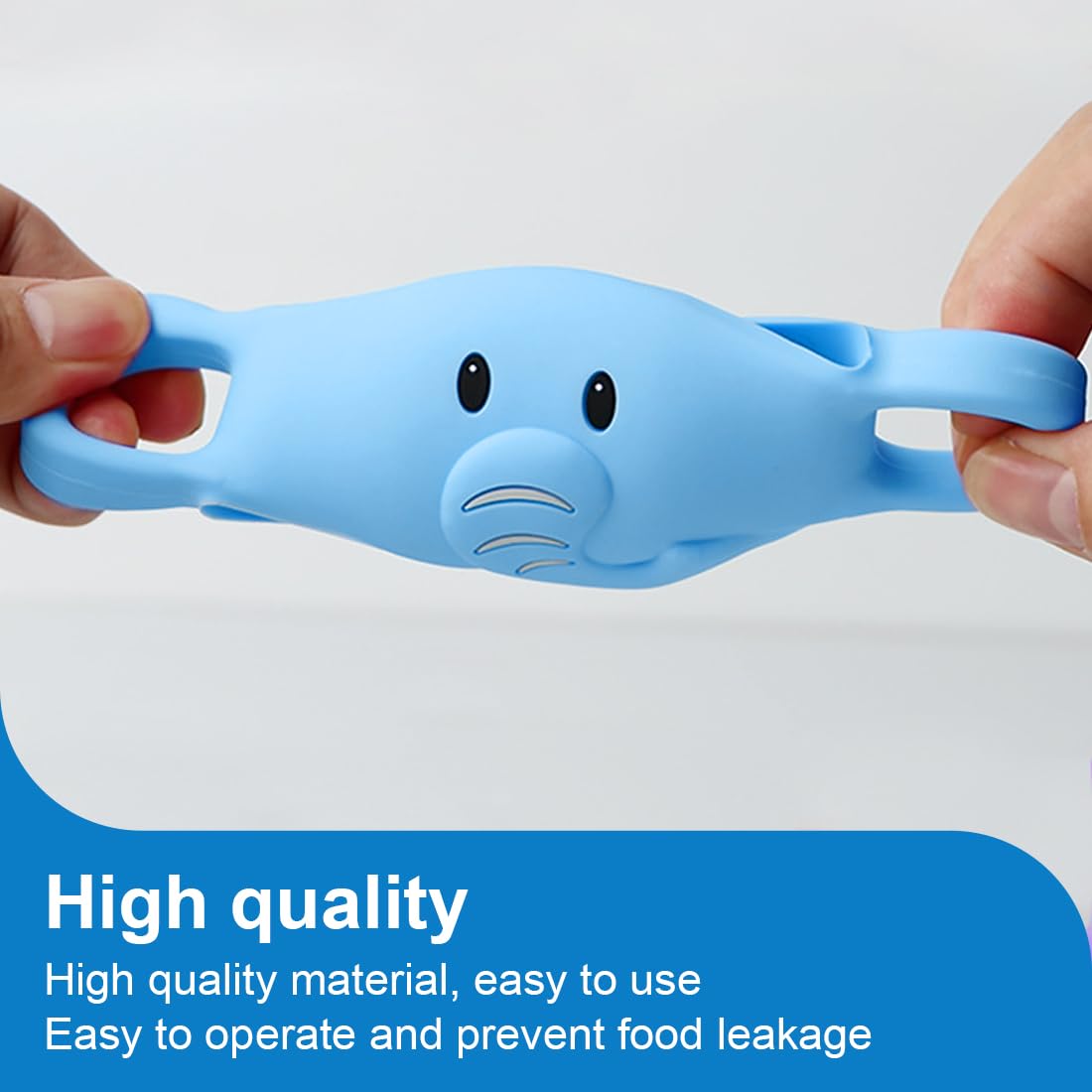 SGERUFZ 2 Maniglia Universale per Biberon, Maniglia Elefante Blu, Maniglia in Silicone, Taglia Universale