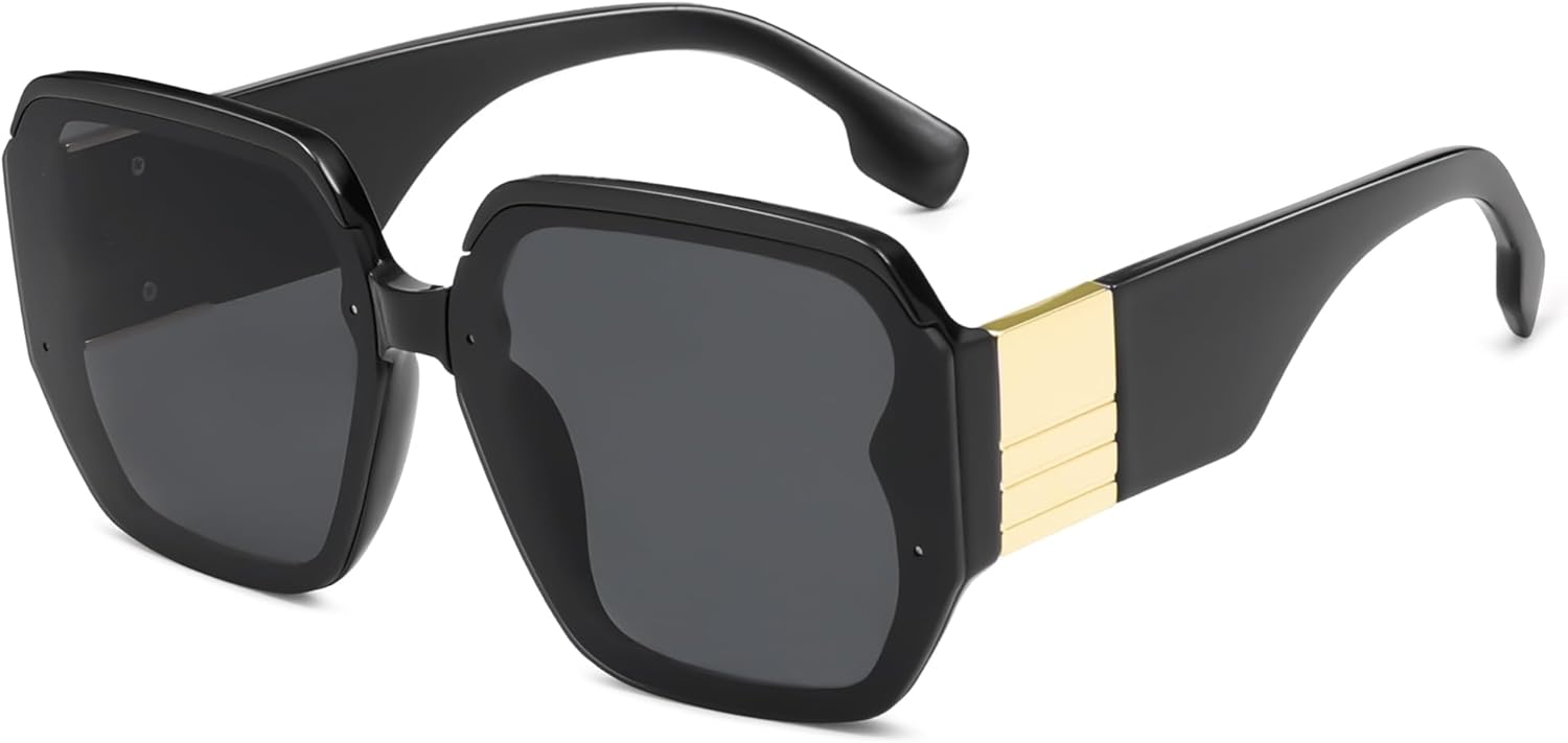 AMOMOMA Vintage Oversized Square Sunglasses for Women,Fashion Big Sun Glasses UV400 Protection AM6636