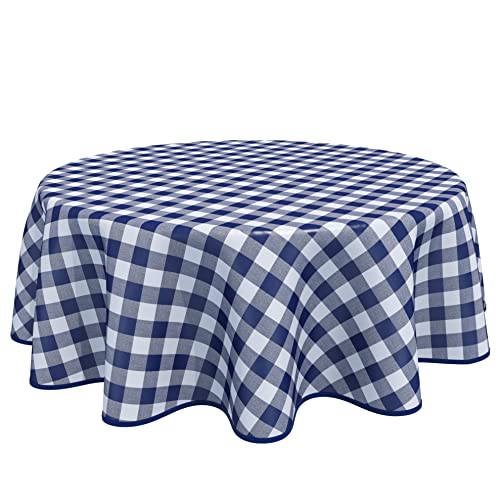 Home Direct Nappe ronde en toile cirée/PVC, facile à nettoyer, motif à carreaux vichy, 160 cm,...