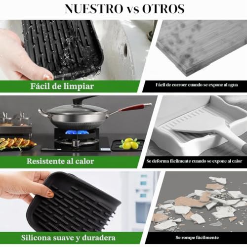 Miniatura 4 de Swirlcolor Reposa Cucharas Cocina, Soportes Para Cucharas Silicona Funcionales Soporte Para Cuchara De Cocina En La Encimera De La Cocina, Soportes De Vajilla En La Mesa - Negro