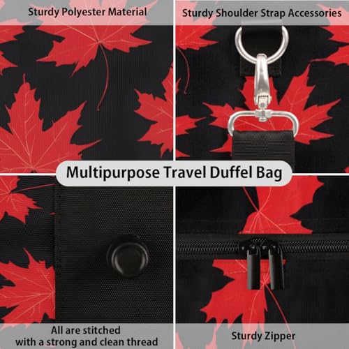 Travel Duffel Bag, Autumn Fall Maple Leaves Pattern Sports Tote Gym Bag Foldable Western Aztec Weekender Bag Carry on Luggage Handle Bag Overnight Shoulder Bag for Women Men,A-8153
