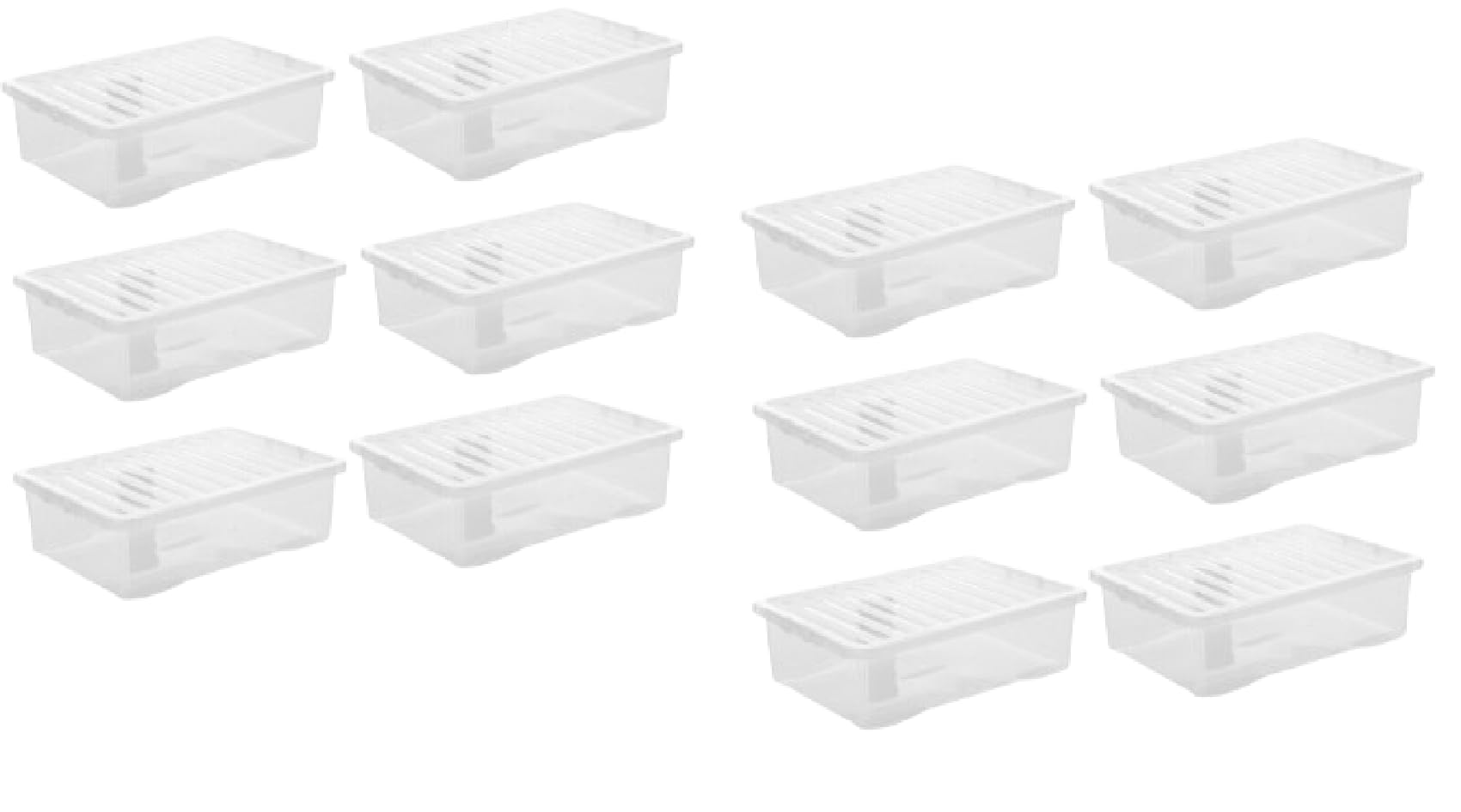 Khanary Clear Plastic Storage Boxes with Lids Clip Locking Compact Stackable Versatile Under bed Optimization Boxes Home Office Garage Kitchen Shoes Clothes Toys 32 L-UK Made (12)