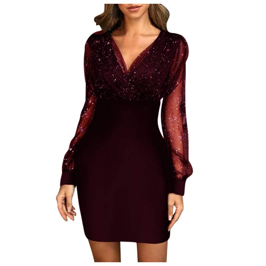 ZEFOTIMZEFOTIM Women Bodycon Dress Long Sleeve Sequin