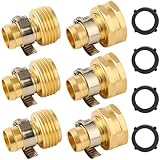 AuySier 3 Set Brass Garden Hose Repair Connector Kit with Clamps, Fit for 5/8' Garden Hose Fitting,5/8'' Barb x 3/4'' GHT Garden Hose Adapter/Fittings, Water Hose Repair Kit