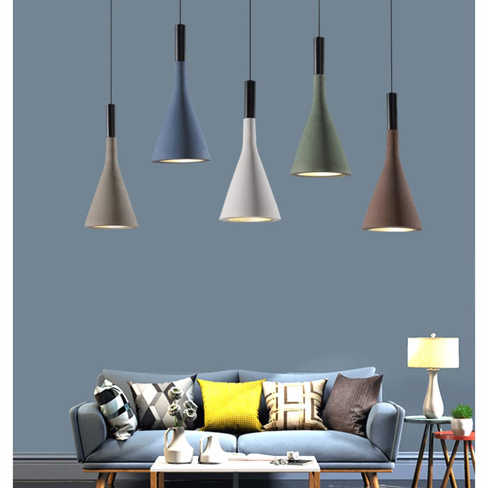Lampadario in cemento svasato creativo, lampada a sospensione a soffitto con sorgente luminosa E27, lampada a sospensione in cemento industriale, apparecchi di illuminazione decorativa per so