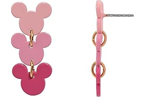 Adorable Disney Mickey Mouse Linear Drop Earrings with Acrylic Charms
