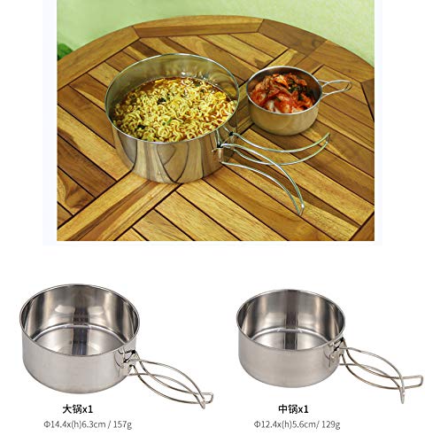 Ensemble de Batterie de Cuisine de Camping / Ensemble de Batterie de Cuisine d'Extérieur en Aluminium de 11 Pcs avec Casseroles, Pan et Bols / Conception Pliable Portable pour le Camping, la