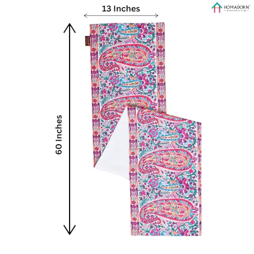 Image of HOMADORN Premium Digital Printed Table Runner - Double Layered Durable Fabric, Elegant Dining & Coffee Table Decoration, Fade-Resistant Prints, Easy Care (13X60 Inches ( 4 Seater), Heritage Paisley)