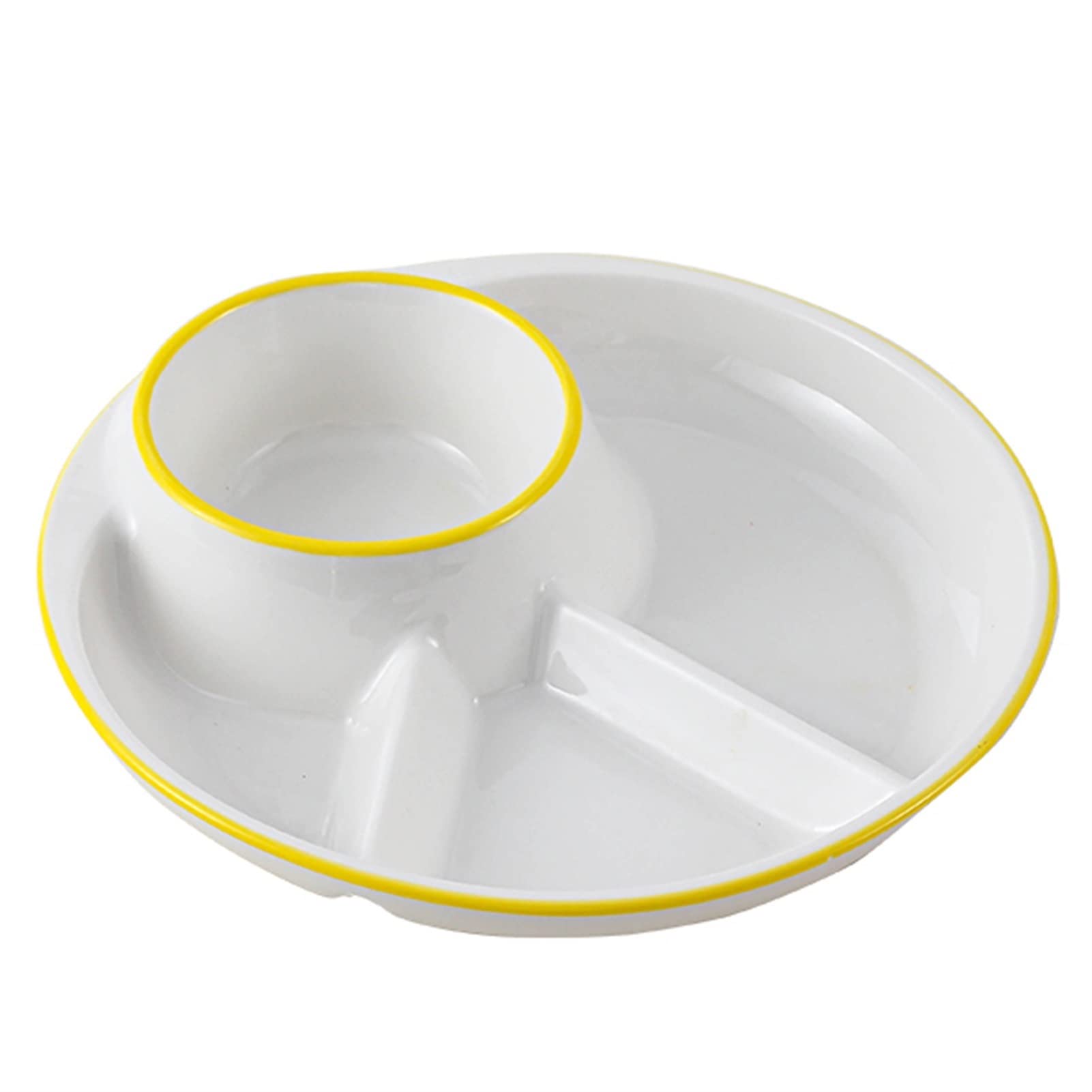 9 Inch Divided Plate, Portion Control Plate | Deepen Divided Porcelain Dinner Plates for Adults - Diet Plate Soup Salad Bowl - Dishwasher Microwave Safe (Color : Yellow)