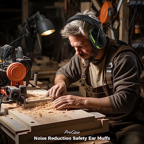 Image of ProCase Noise Reduction Ear Muffs, NRR 28dB Shooters Hearing Protection Headphones Headset, Professional Noise Cancelling Ear Defenders for Construction Work Shooting Range Hunting