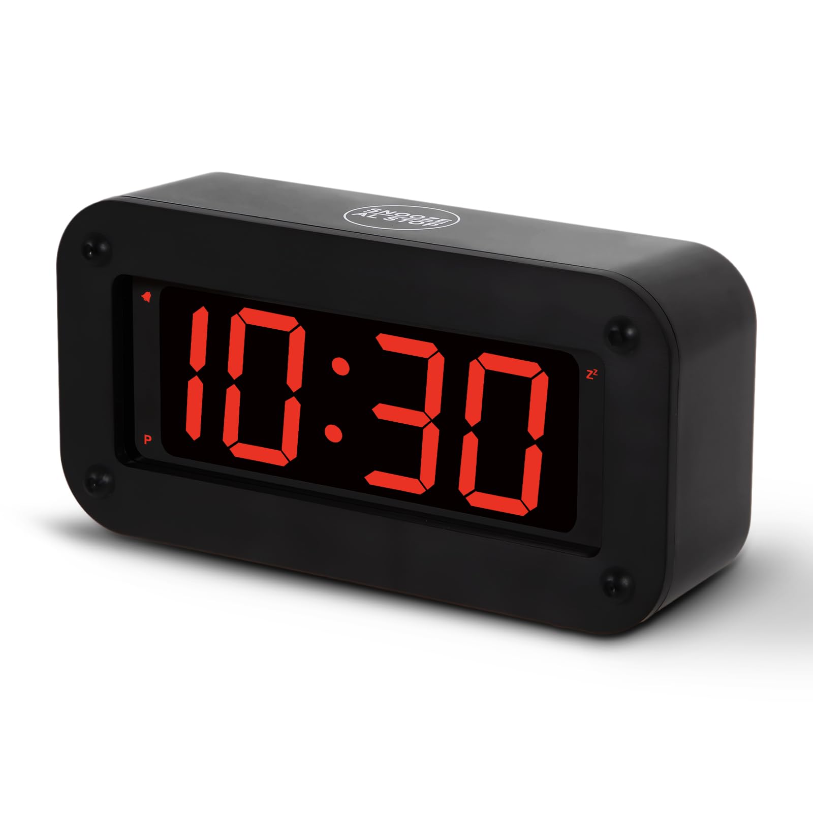 Timegyro Digital Clock Battery Operated - LED Display Alarm Clock for Bedroom, Includes DC Cable, Adjustable Brightness, Snooze, 12/24Hr Red Digits