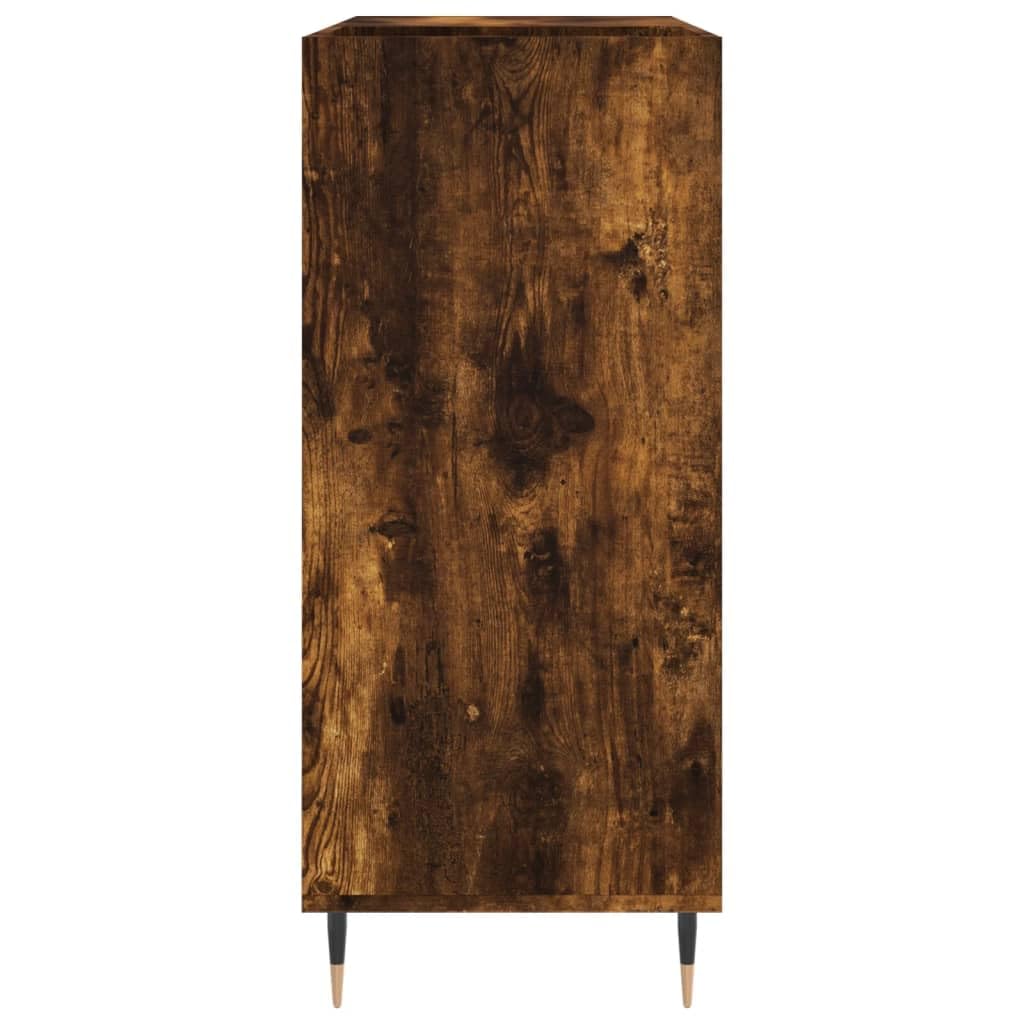Armadio per dischi in rovere affumicato, 84,5 x 38 x 89 cm, grande armadietto per dischi in legno e ferro, stabile scaffale in vinile con gambe in metallo, per collezione LP e giradischi