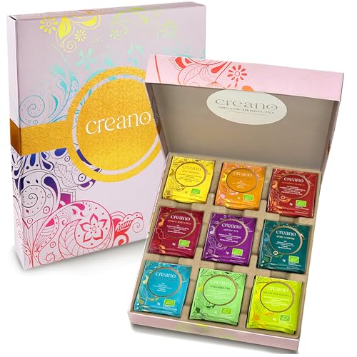 Creano Bio Kräutertee Geschenkset „ORGANIC HERBAL TEA“ - 45 Bio-Teebeutel in 9...