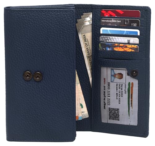 Image of WildHorn Women's Genuine Leather RFID Blocking Wallet | Tri-Fold High-Capacity Ladies Purse with Card Slots, Zipper Coin Pocket & Snap Closure | Ideal Gift for Women