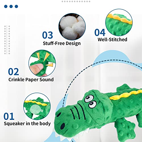 Crinkle Dog Toy, Dog Squeaky Toys Crocodile, Stuffed Puppy Toys, Teething Toys Interactive for Hide and Seek, Perfect… - Image 2