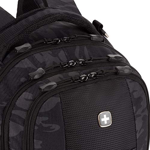 Image of SWISSGEAR Cecil Laptop Backpack, Fits Most 16-Inch Laptops, Three-Compartment Design, Airflow Back Panel, Black, 27.3L, 18-Inch