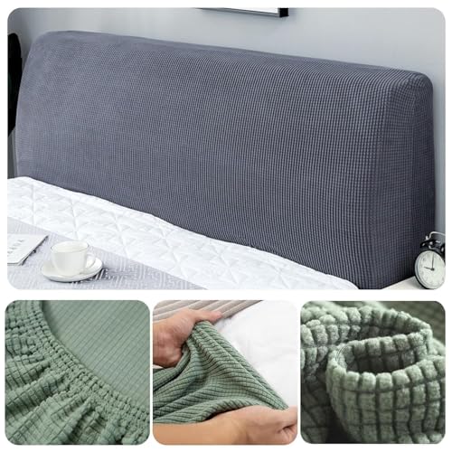 Image of HOMETHREADS Stretchable Lycra /Velvet Headboard Cover | Soft, Dust-Proof & Wrinkle-Resistant Bed Back Protector | Fits Leather, Wooden & Fabric Bedsides | for 2ft to 3.3ft Beds | (Navy, 85x65cm)