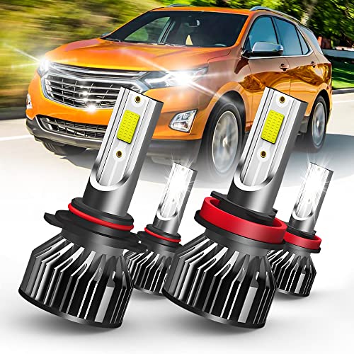 SPBRTBUB compatible with (2010-2018) Chevy Equinox led headlights 9005/hb3 High Beam & h11/H8/h9 Low Beam LED Headlight Bulbs Pack of 4