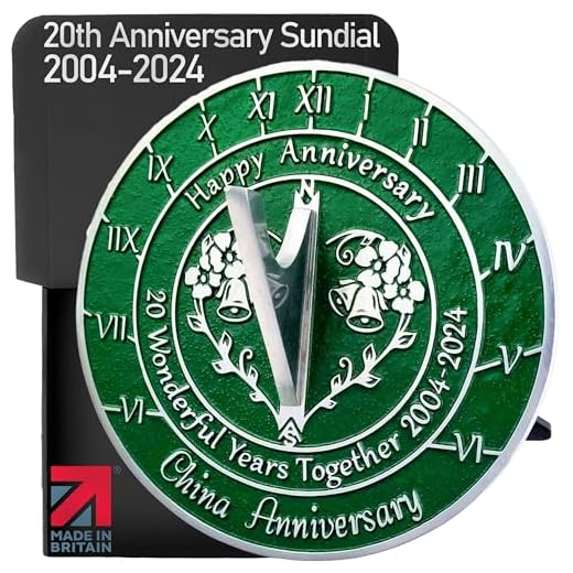 Anniversary Sundial Gift for 20th China Wedding Anniversary in 2024 - Recycled Metal Home Decor Or Garden Present Idea - Handmade in UK for Him, Her Parents Or Couples 20 Year Celebration