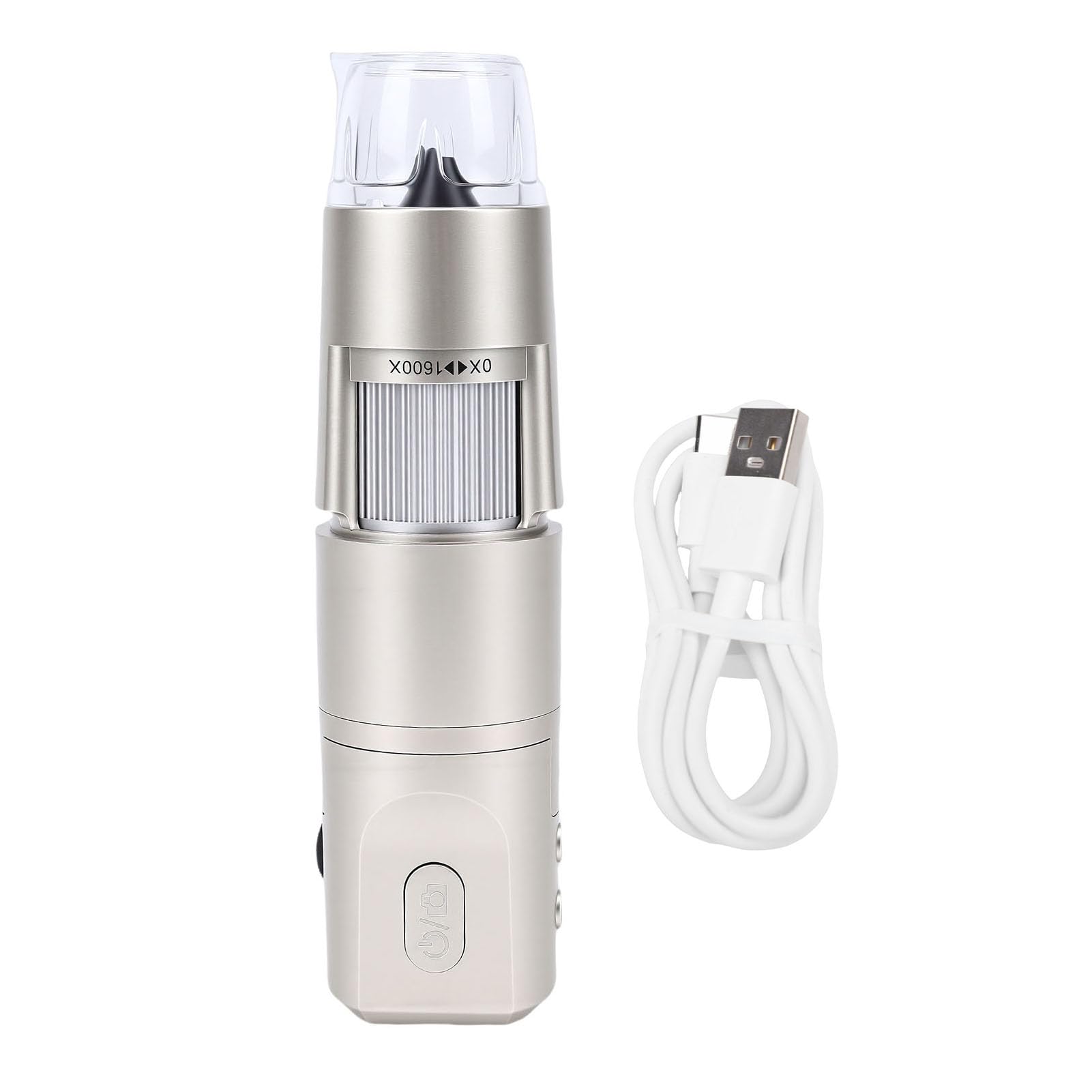 Microscopio Digitale Wireless, Ingrandimento 0-1600X | Microscopio portatile palmare, dotato di 8 luci LED regolabili, si collega a smartphone e tablet