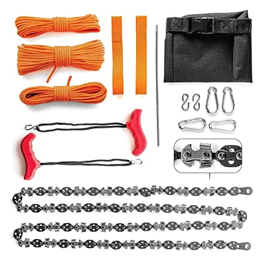 UrbanXElites Rope Saw for Trees - 53" Rope Chainsaw with 68 Sharp Teeth & 100 Feet Paracord Kit | Rope saw tree saw high limb tree rope saw, Tree Limb cutter, Rope Chainsaw | Upgraded Limb Saw Chain