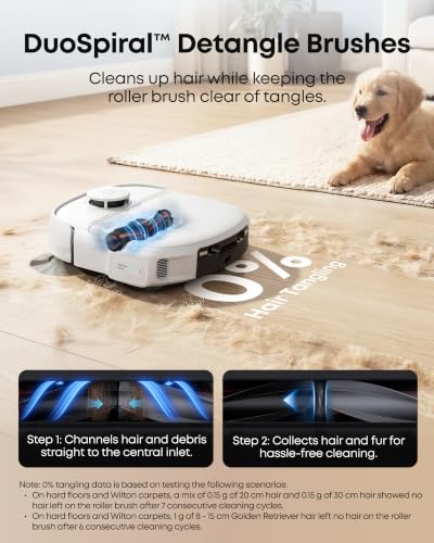 Image of eufy C28 Robot Vacuum and Mop Combo,15,000 Pa Suction, HydroJet Self Clean Roller Mop, Upgraded from X10 Pro, Zero-Tangle for Pet Hair, Auto Mop Washing&Drying, Self-Emptying&Refilling White