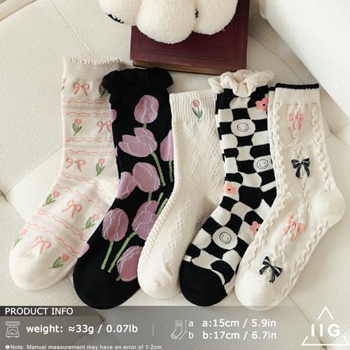 Image of IIG Women's Fashion Cute Cotton Socks Novelty Funny Above Ankle Crew Socks Holiday Gifts for Women 4 /5 Pairs