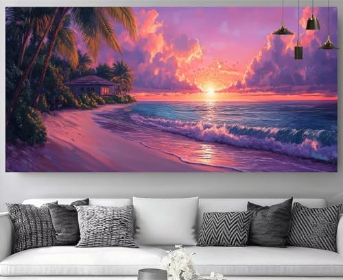 Peinture diamant plage et coucher de soleil 5D kit complet broderie 70x210cm M-Y546