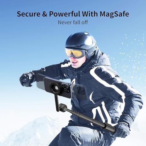 Image of SEAJIC Magnetic Phone Tripod for iPhone 54 inch Selfie Stick Tripod with Remote and Metal Ring, Phone for Video Recording, Cell Phone Mount Stand for Cellphone (Black, 54in)