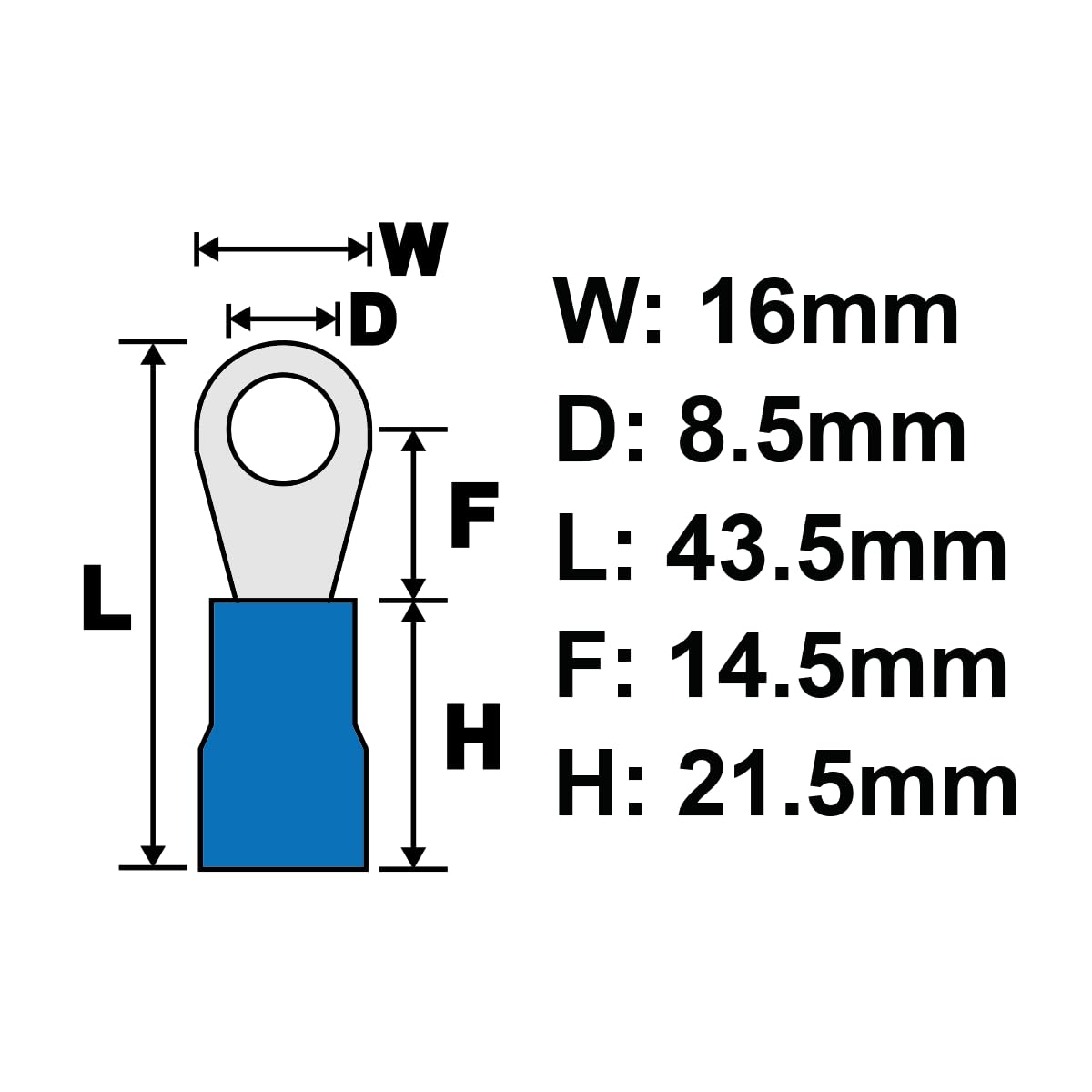 PAPUGA - 50 conectores de crimpado de anillo aislado, 6 AWG (16 mm2) de 5/16 pulgadas / M8, 600 V 88 A, terminal industrial CE RoHS de alta corriente, batería y cableado de alimentación