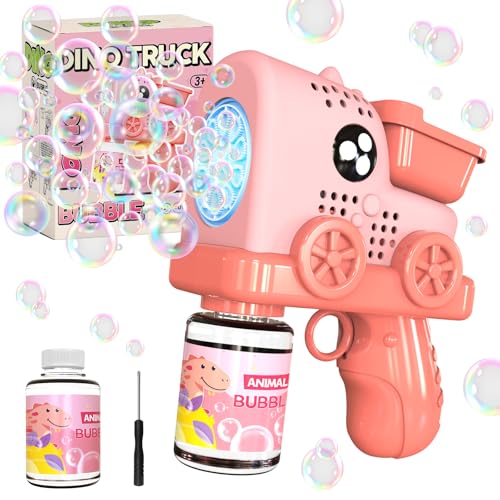 Panacare Dinosaurier Truck Seifenblasenpistole, Seifenblasenmaschine Gun Kinder 5000+ Blasen/Minute mit Seifenblasenlösung, Seifenblasenspielzeug Geschenk für Kinder/Geburtstag/Party, Bubble Gun