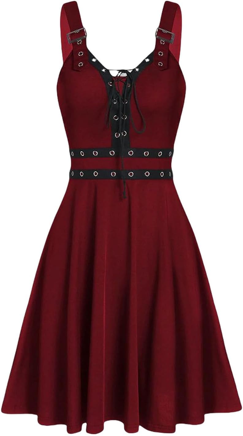 Women Gothic V-Neck Midi Dress