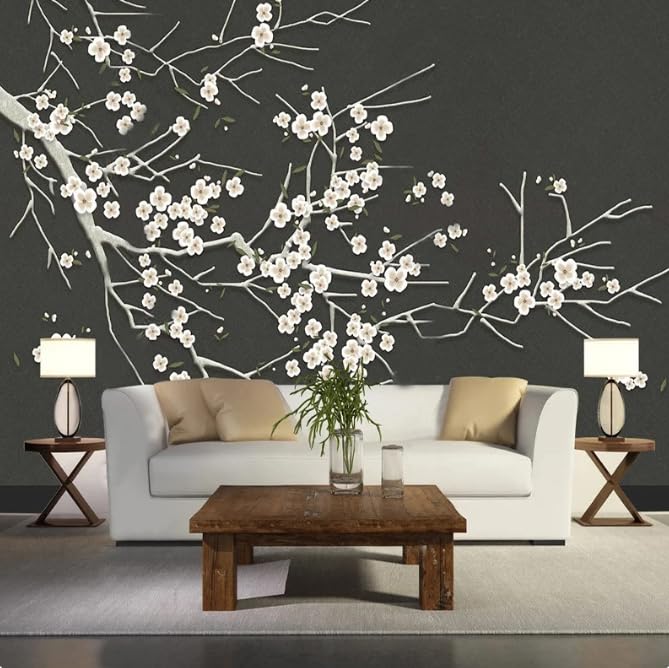 Papier peint photo floral rétro pour habiller le mur de votre canapé de salon