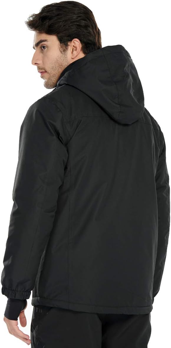 FREE SOLDIER Men's Waterproof Ski Snow Jacket Fleece Lined Warm Winter Rain Jacket with Hood Fully Taped Seams : Clothing