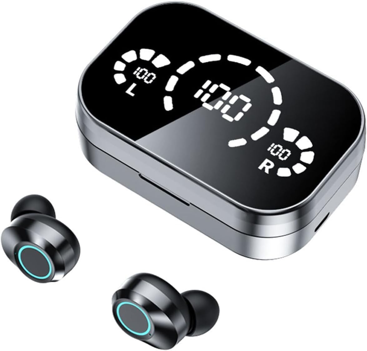 Wireless Earbuds Bluetooth 5.3 in-Ear Headphones with LED Power Display Noise Cancelling with Microphone and Charging Case HD Voice Conversation Mode for iPhone/Android Black
