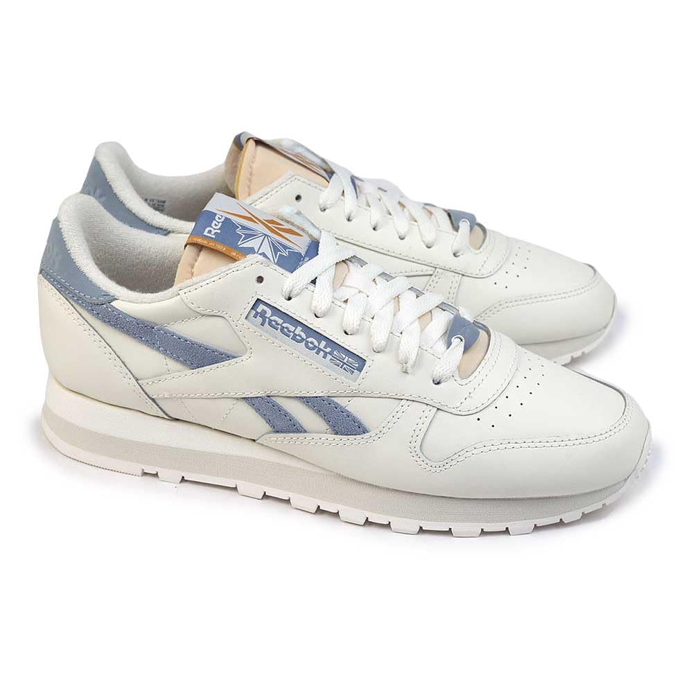 Reebok Classic Leather, Zapatillas Unisex adulto, Multicolor (Chalk Vinblu Bon), 44 EU